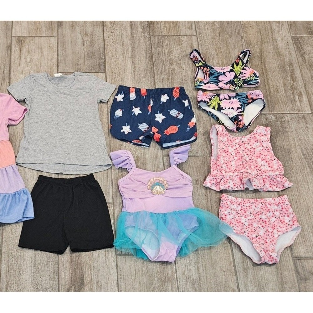 Toddler Girl 4T Summer Swimwear Clothing Lot Floral Mermaid Beach Pool Play